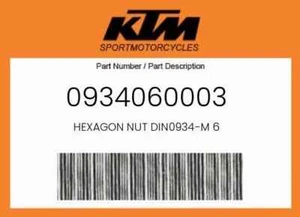 GENUINE OEM KTM HEXAGON NUT/ 0934060003 - Bild 1 von 1