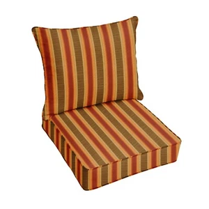 Sunbrella Autumn Stripe Indoor Outdoor Deep Seat Pillow and Chair Cushion Set - Picture 1 of 4