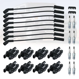 8 (pack) UF413 Ignition Coils + 41-962 Spark Plugs + Spark Plug Wires For Chevy - Picture 1 of 13