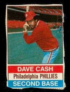 Vintage 1976 Baseball Card HOSTESS #40 DAVE CASH Philadelphia Phillies Hand Cut