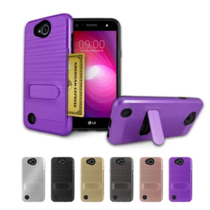 For Straight Talk LG Fiesta L63BL Armor Slim Hybrid TPU+PC CardHolder Cover Case - Picture 1 of 14