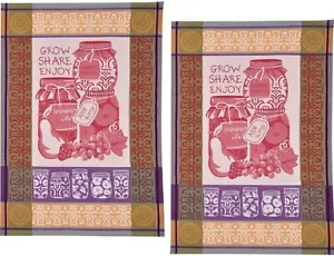 Set di 2 Asciugamani da Tè Jacquard (18""x28"") MASON JAR MARMELLATE GELATINE, GROW, CONDIVIDI, GODITI, KDD - Foto 1 di 18