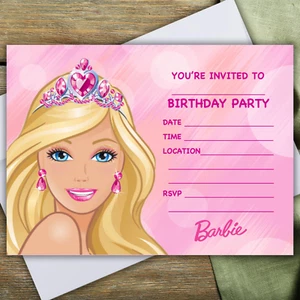 BARBIE PARTY INVITATIONS - 10 invites & envelopes - Picture 1 of 3