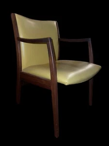 VGUC Mid Century Modern Walnut Lounge Office Chair Cushioned Mustard Yellow MCM - Picture 1 of 6