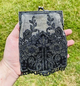 Vintage Zoe Adams Perlen Handtasche Abendtasche Handarbeit viktorianischer Stil. - Bild 1 von 8