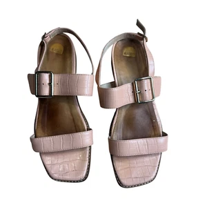 Bared Footwear Sandals Size 39 Peach Faux Croc Leather Buckle Strap Flat - Bild 1 von 13