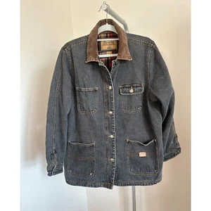 Giacca da donna vintage foderata in flanella denim fienile lavoro cappotto L - Foto 1 di 7