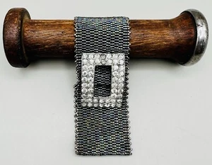 artisan made hand hand sewn bracelet vintage shoe clip glass beads - Picture 1 of 7