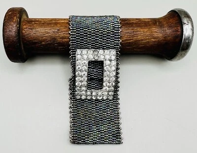 artisan made hand hand sewn bracelet vintage shoe clip glass beads - Image 1 of 4