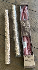 Lot Of 4 Tapered Column Holiday Candles Red 12" Candle-Lite 10" Gold Metallic - Picture 1 of 7