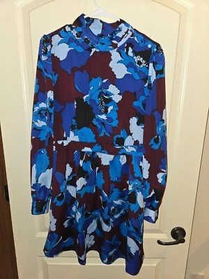 Who What Wear Women's Shirt-Dress, Medium, Blue Multicolor Flower Camo  - Image 1 of 4