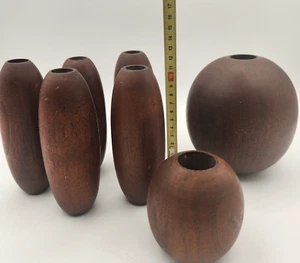 Extra Large Wooden Beads Set of 7 - 2 Round 75mm & 125mm + 5 Barrel 125mm Crafts - Picture 1 of 10