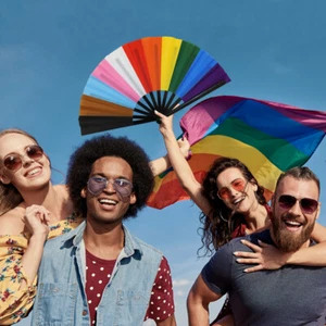 Rainbow Hand Fans LGBTQIA Progress Bi Trans Pansexueller Stolz kleiner Handventilator - Bild 1 von 9
