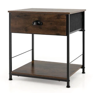2-Tier Nightstand Bedside Sofa Side Table for Bedroom Living Room Industrial - Picture 1 of 8