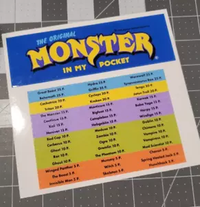 Monster in My Pocket - European Ver. Monster Mountain Reproduction Sticker Sheet - Picture 1 of 5