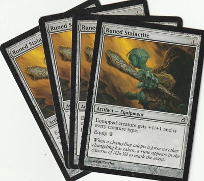 ✪ 4 MAGIC The Gathering RUNED STALACTITE Artifact PLAYSET LRW/EN NM/EX - Bild 1 von 2