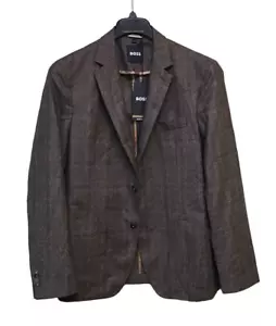 $795 - Traje de lana de 2 piezas BOSS a cuadros tela italiana en marrón calce ajustado - talla 40R - Imagen 1 de 14