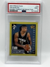 TIM DUNCAN 1997 PRESS PASS DOUBLE THREAT RETROACTIVE PSA 9
