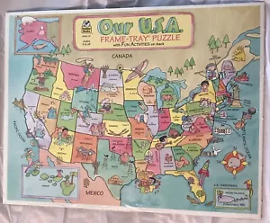 VERSIEGELT Unsere USA Vintage Rahmen-Tablett Puzzle 14,5 x 11,5 pädagogisches Kartenspiel - Bild 1 von 2