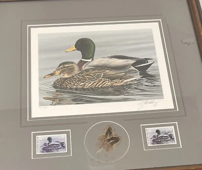 Federal Duck Stamp Print, Waterfowl Hunting By Gerald Mobley - Image 1 of 4