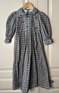 Strasburg Embroidered Burgundy Green White Flowers Dress Christmas Size 5Y - Picture 1 of 5