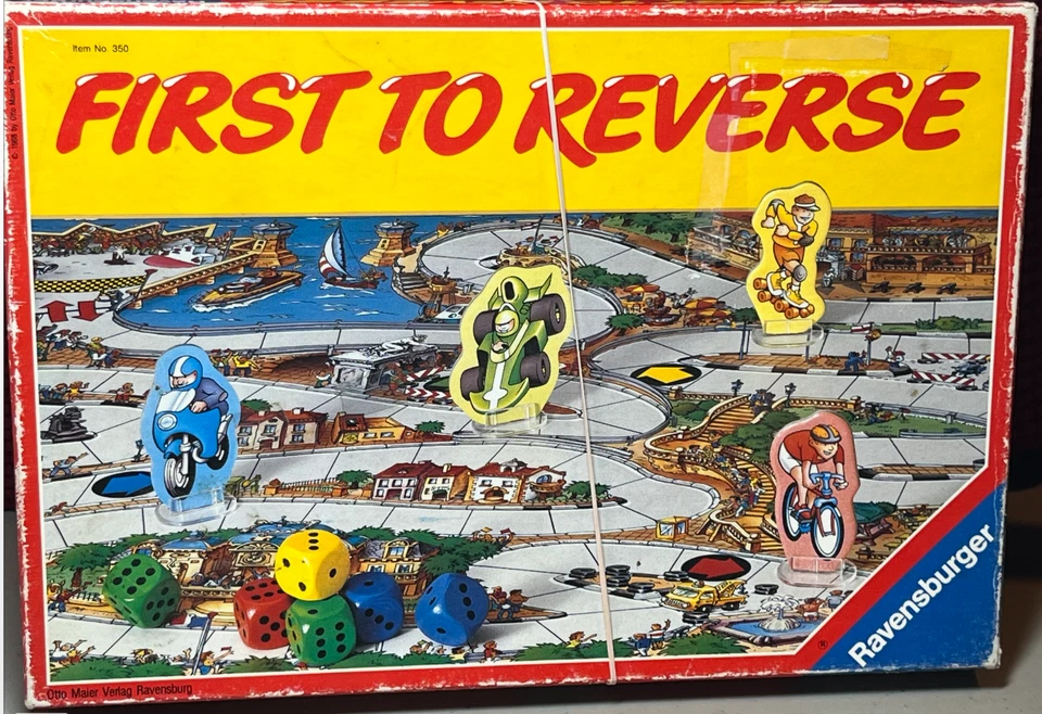 VINTAGE Ravensburger First to Reverse Game COMPLETE 1988 Kids Racing Game w Dice - Image 1 of 1