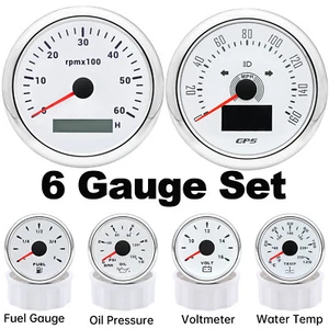 6 Gauge Set 85mm GPS Speedometer 160MPHTtacho 6000RPM&52mm Fuel/Temp/Oil/Volt - Picture 1 of 22