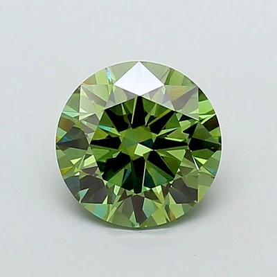 Round Shap 2.11 Carat Lab IGI Certified diamond Fancy Vivid Green Color VS1 - Image 1 of 4