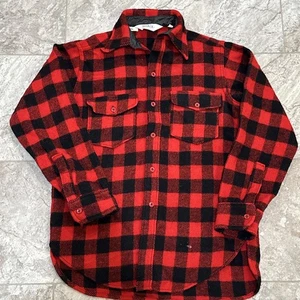 Camisa de Colección Woolrich Para Hombres Manga Larga Rojo Búfalo Lana a Cuadros 85% Mediana Pesada - Imagen 1 de 9