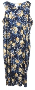 Koret PLUS Sz 26W LINEN Blend Maxi Sheath Dress Floral Sleeveless Kawaii Travel - Picture 1 of 9