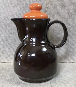 Cafetera Cerámica Vintage Marrón Naranja Mediados de Siglo Moderna MCM 70s Goblin Core - Imagen 1 de 9