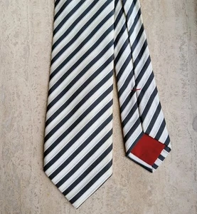 Olymp Krawatte, Handmade, Schwarz Weiß (Ecru) Gestreift - Bild 1 von 5