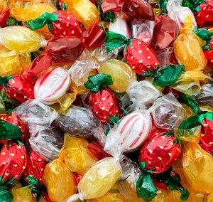 Hard Candy Assortment - 2 lb Bag - Peppermint, Strawberry, Cinnamon, Fruit - Picture 1 of 5