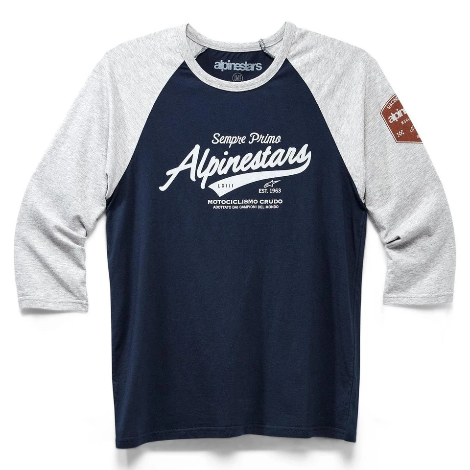 Camiseta Alpinestars Script Para Hombre Manga Larga Gris Jaspeado/Azul Marino XL Foto 1 de 1