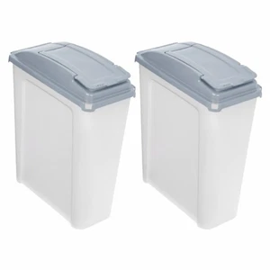 2 x 25L Clear Strong Bin Container with Grey Lid Animal Bird Pet Feed Storage - Picture 1 of 10