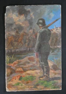 Ölgemälde Soldat Militär Wache Monogramm 1WK Parade Uniform Heer ~1914 - Bild 1 von 7