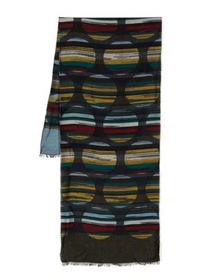 Paul Smith Signature Polka-Dot Striped Scarf Black New MK024015 - Image 1 of 4