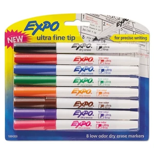 EXPO Low-Odor Dry-Erase Marker Ultra Fine Point Assorted 8/Set 1884309 - Picture 1 of 8