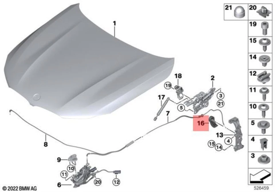 Palanca genuina BMW Alpina M5 B7 F90 G11 para mecanismo de capó del motor 51237410655 Foto 1 de 1