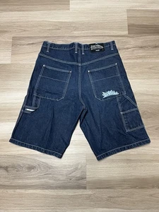 Vintage Southpole Baggy Carpenter bestickt blau Jeansshorts Herren Gr. 36 Jorts Y2K - Bild 1 von 11
