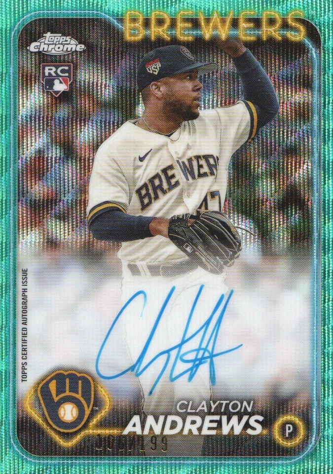 2024 Topps Chrome Baseball Rookie Autographs Aqua Wave Refractor: Pick from List - Image 1 of 1