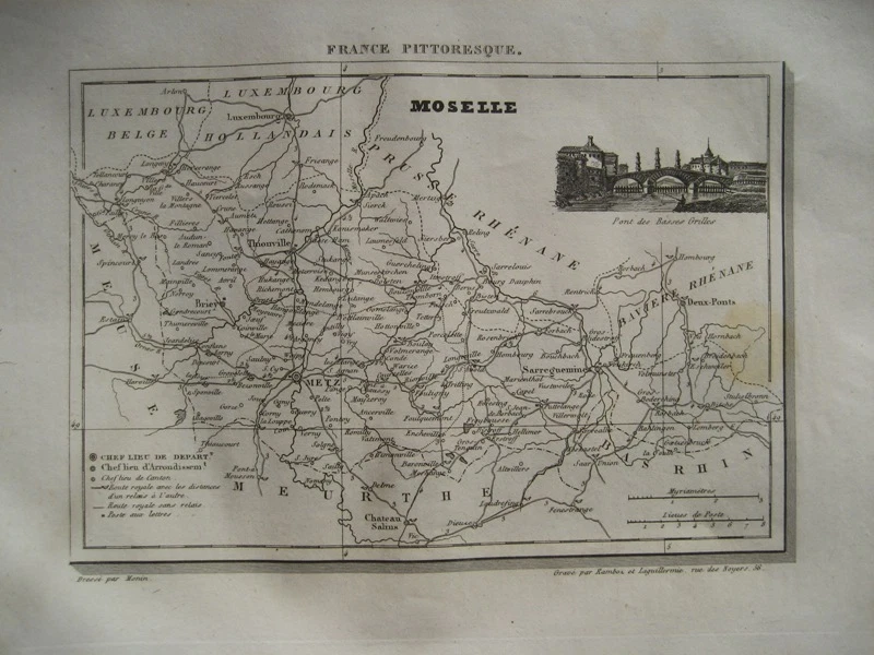 Gravure XIXè - Carte de la Moselle - Monin - 1835 - Photo 1/1