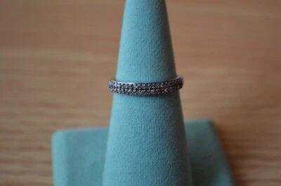 Anillo de diamantes champán natural de 0,25 quilates rodio y platino sobre plata fina talla 8 Foto 1 de 4