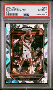 2022-23 Panini Prizm SHAEDON SHARPE Rookie RC Ice Prizm Blazers #250 PSA 10 - Picture 1 of 2