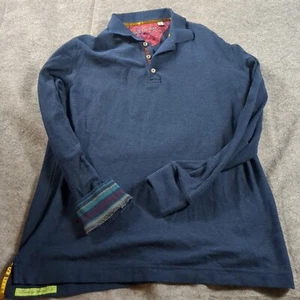 Camisa Polo Robert Graham L Para Hombre Azul Marino Manga Larga Calce Clásico Rugby Elástica - Imagen 1 de 7