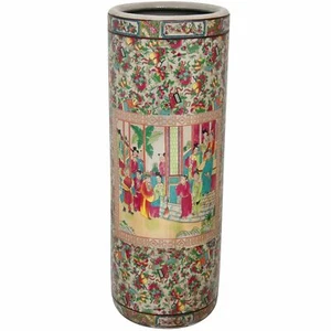 24" Rose Medallion Porcelain Umbrella Stand - Picture 1 of 1
