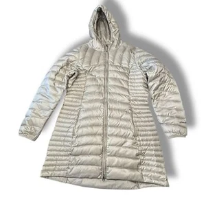 Eddie Bauer Champagne 80% Down Puffer Coat Preppy Quilted Winter Women’s Sz L - Picture 1 of 15