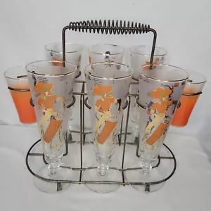 MCM Barware Calypso Music Naranja Dorado Pilsner Vasos de Whisky Portador Tropical - Imagen 1 de 17