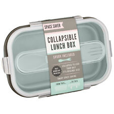 Space Saver Collapsible Sage Lunch Box With Clip Lock Lid & Spork