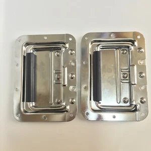 2 piezas grandes asas empotradas cromadas para estuche de vuelo ATA con resorte 176x127 mm - Imagen 1 de 6